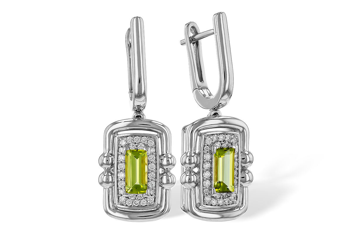 Allison Kaufman Peridot & Diamond Earrings in 14K White Gold, 0.88 ctw
