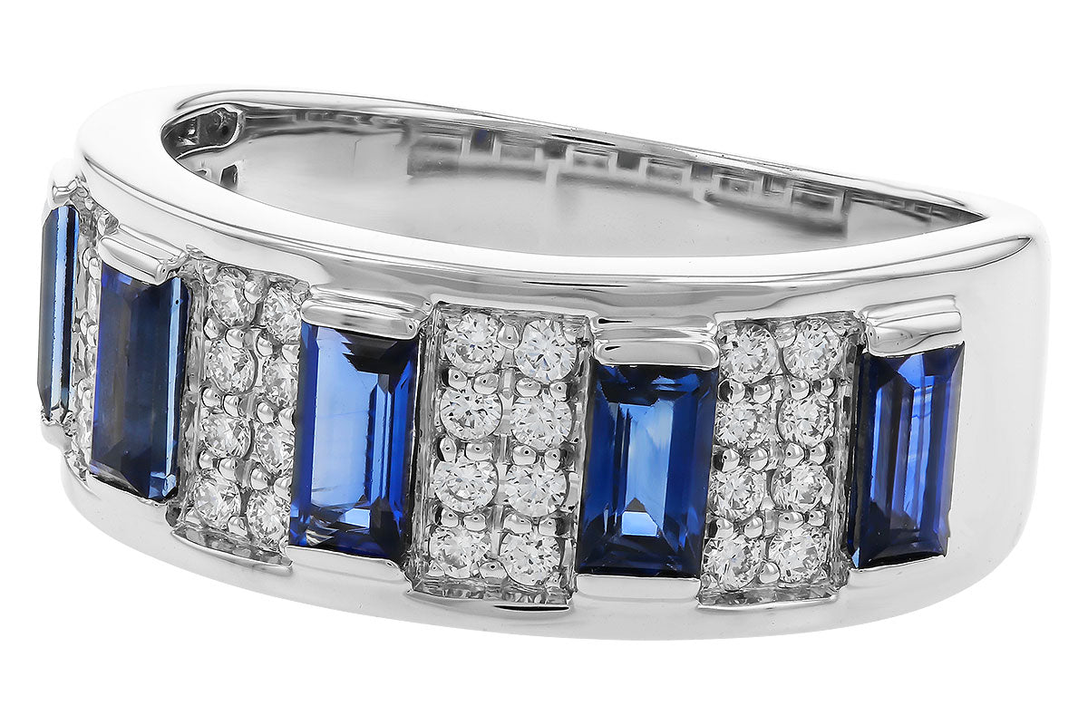 Allison Kaufman Sapphire & Diamond Wedding Band in 14K White Gold, 1.72 ctw, alternate view