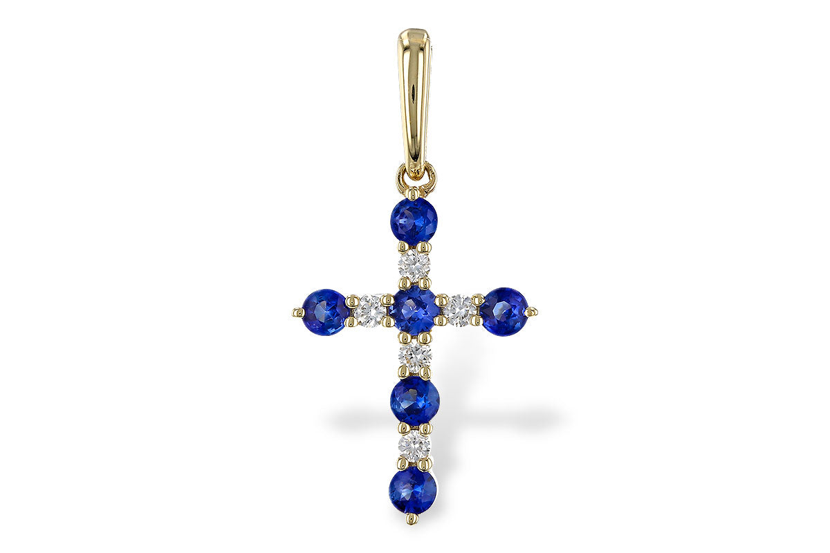 Allison Kaufman Sapphire & Diamond Pendant in 14K Yellow Gold, 0.42 ctw