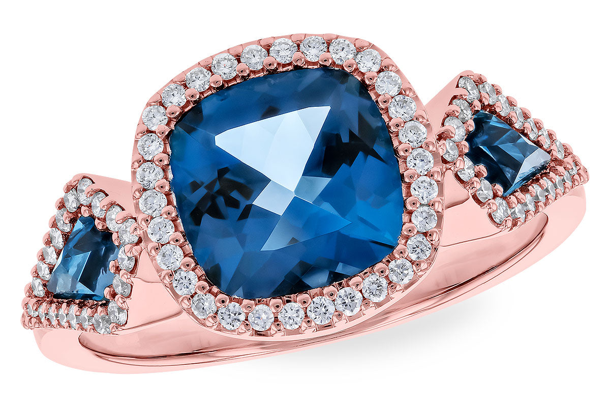 Allison Kaufman London Blue Topaz & Diamond Ring in 14K Rose Gold, 2.72 ctw