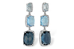 Allison Kaufman Blue Topaz & Diamond Earrings in 14K White Gold, 12.66 ctw