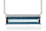 Allison Kaufman London Blue Topaz & Diamond Necklace in 14K White Gold, 2.80 ctw