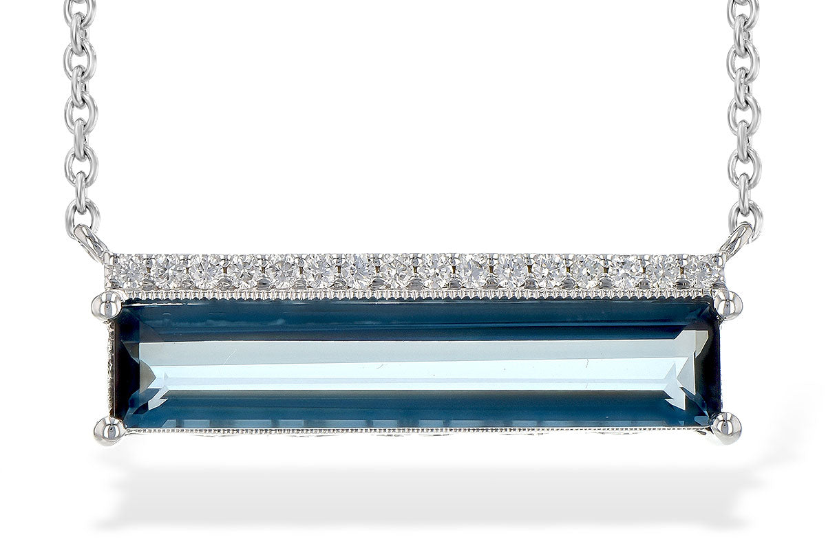 Allison Kaufman London Blue Topaz & Diamond Necklace in 14K White Gold, 2.80 ctw