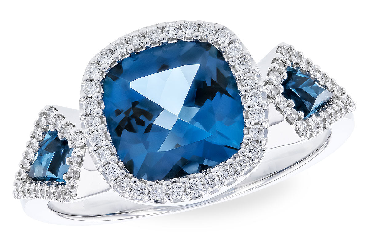 Allison Kaufman London Blue Topaz & Diamond Ring in 14K White Gold, 2.72 ctw