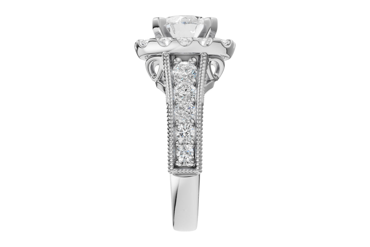 Allison Kaufman Diamond Engagement Ring Semi-Mount in 14K White Gold, 1.30 ctw, alternate view
