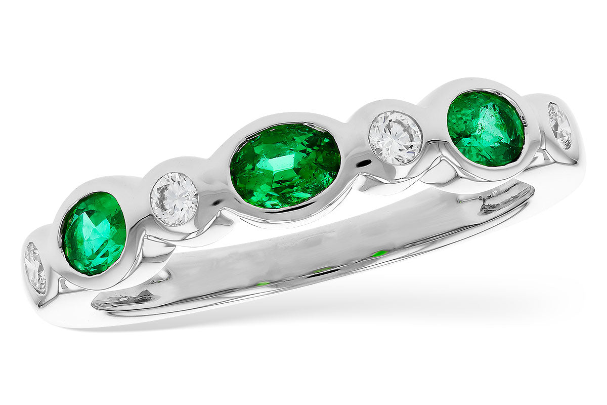 Allison Kaufman Emerald & Diamond Wedding Band in 14K White Gold, 0.56 ctw