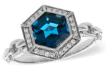 Allison Kaufman London Blue Topaz & Diamond Ring in 14K White Gold, 2.14 ctw