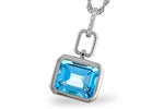 Allison Kaufman Blue Topaz & Diamond Necklace in 14K White Gold, 3.30 ctw