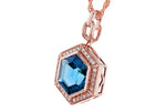 Allison Kaufman London Blue Topaz & Diamond Necklace in 14K Rose Gold, 3.55 ctw, alternate view