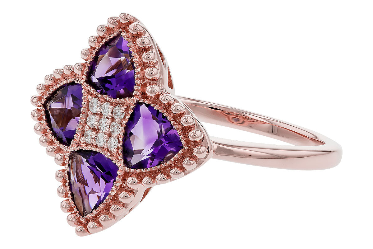 Allison Kaufman Amethyst & Diamond Ring in 14K Rose Gold, 1.32 ctw (D6042), alternate view