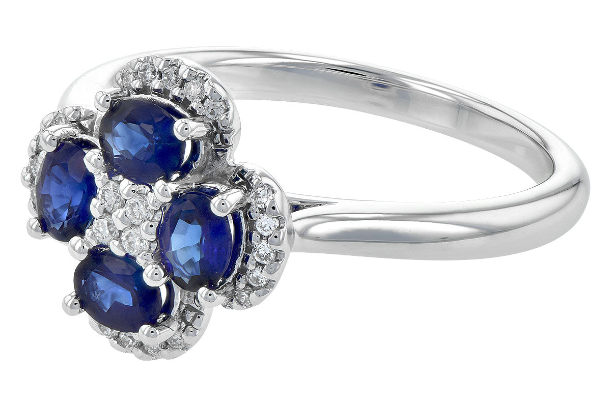 Allison Kaufman Sapphire & Diamond Ring in 14K White Gold, 0.82 ctw, alternate view
