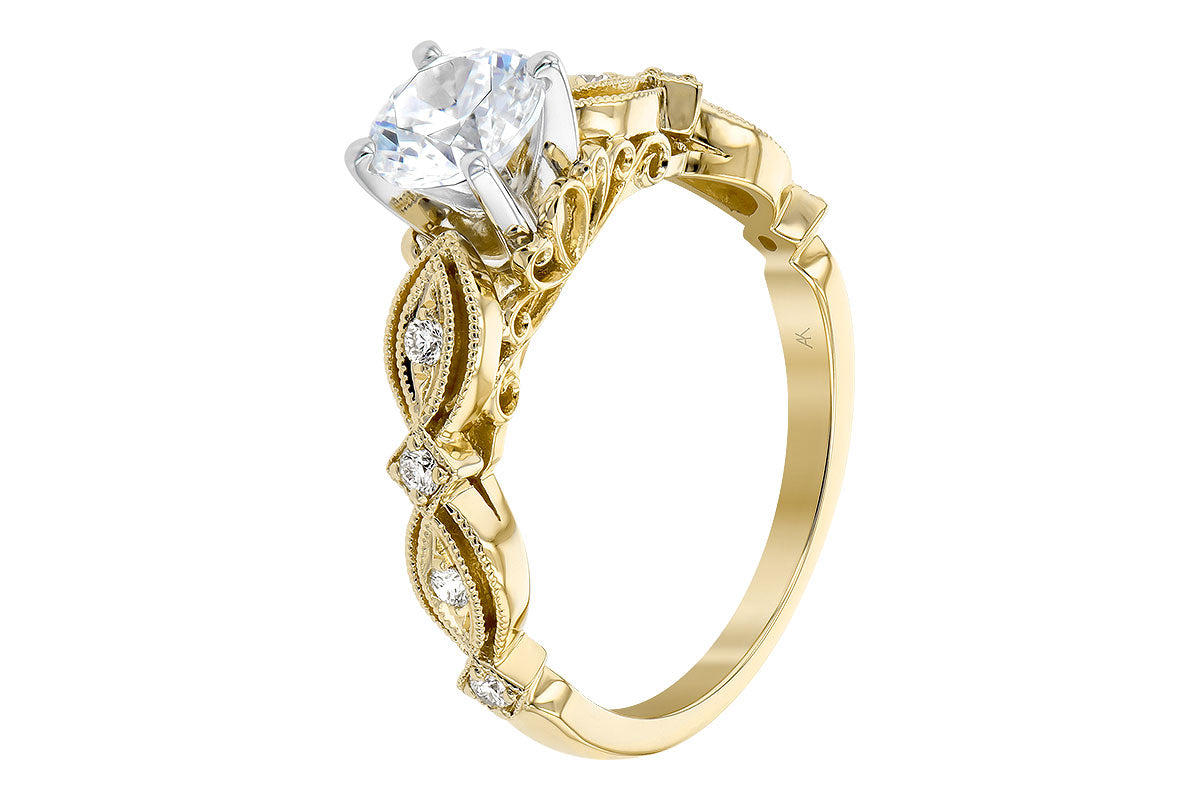 Allison Kaufman Diamond Engagement Ring Semi-Mount in 14K Yellow Gold, 0.12 ctw (L7727), alternate view