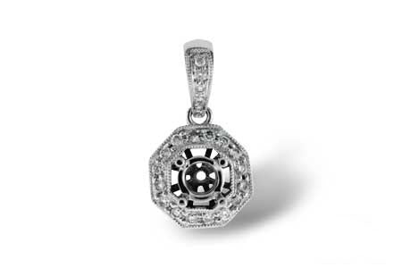 Allison Kaufman Diamond Pendant Semi-Mount in 14K White Gold, 0.11 ctw