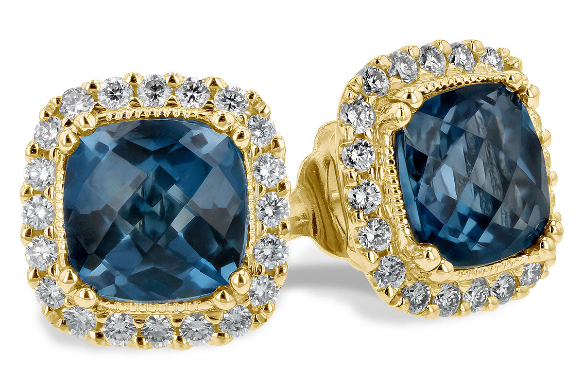 Allison Kaufman London Blue Topaz & Diamond Earrings in 14K Yellow Gold, 2.40 ctw