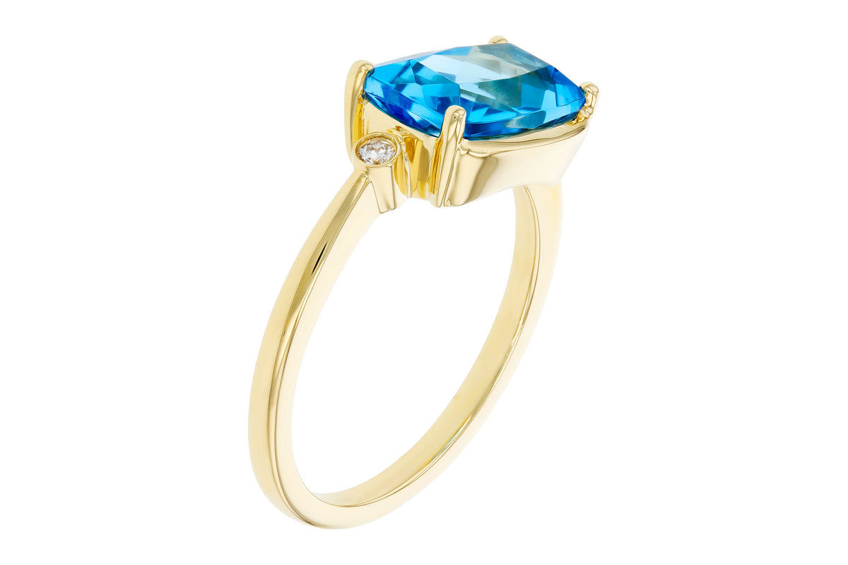 Allison Kaufman Blue Topaz & Diamond Ring in 14K Yellow Gold, 2.92 ctw, alternate view