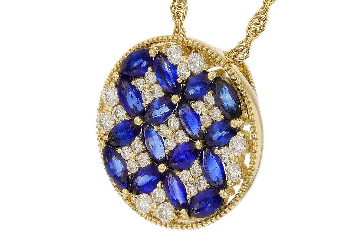 Allison Kaufman Sapphire & Diamond Necklace in 14K Yellow Gold, 1.95 ctw, alternate view