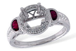 Allison Kaufman Ruby & Diamond Engagement Ring Semi-Mount in 14K White Gold, 0.45 ctw