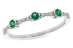 Allison Kaufman Emerald & Diamond Wedding Band in 14K White Gold, 0.20 ctw (W2629)