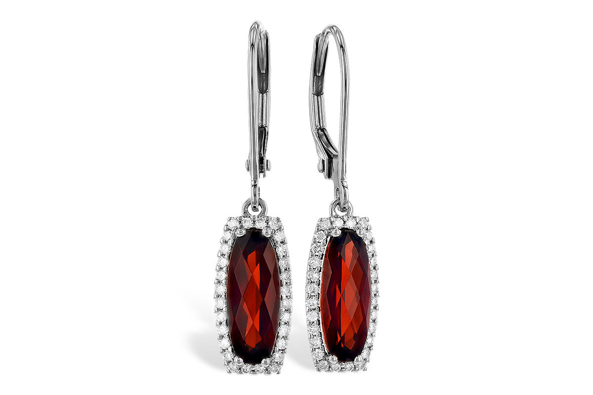 Allison Kaufman Garnet & Diamond Earrings in 14K White Gold, 2.25 ctw