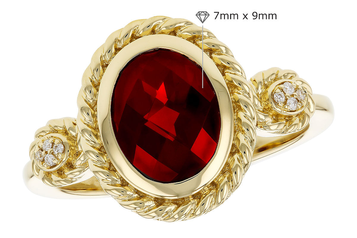 Allison Kaufman Garnet & Diamond Ring in 14K Yellow Gold, 2.12 ctw, alternate view