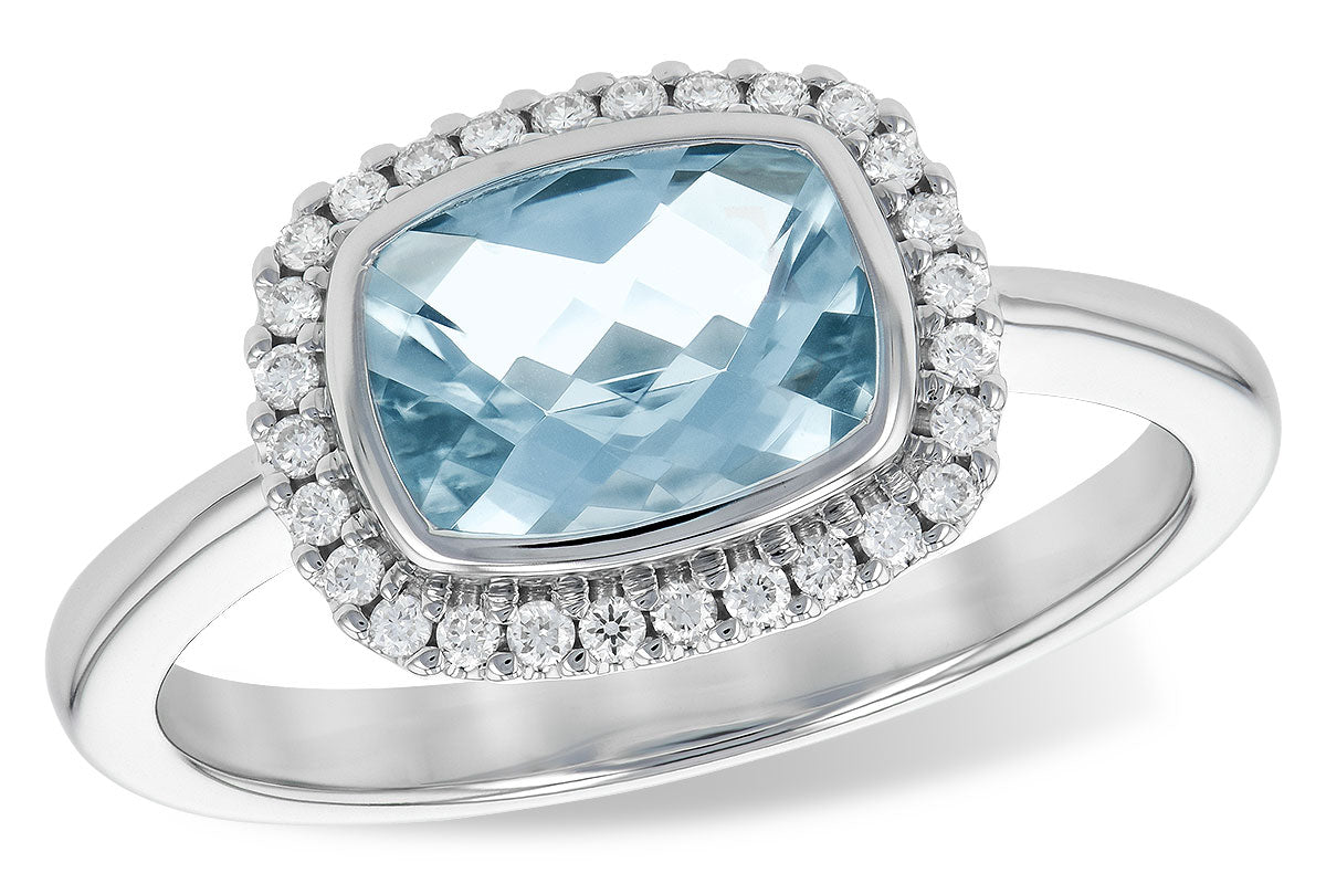 Allison Kaufman Aquamarine & Diamond Ring in 14K White Gold, 1.10 ctw