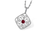 Allison Kaufman Ruby & Diamond Necklace in 14K White Gold, 0.34 ctw