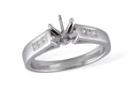 Allison Kaufman Princess-Cut Diamond Engagement Ring Semi-Mount in 14K White Gold, 0.17 ctw