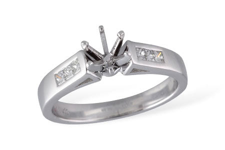 Allison Kaufman Princess-Cut Diamond Engagement Ring Semi-Mount in 14K White Gold, 0.17 ctw