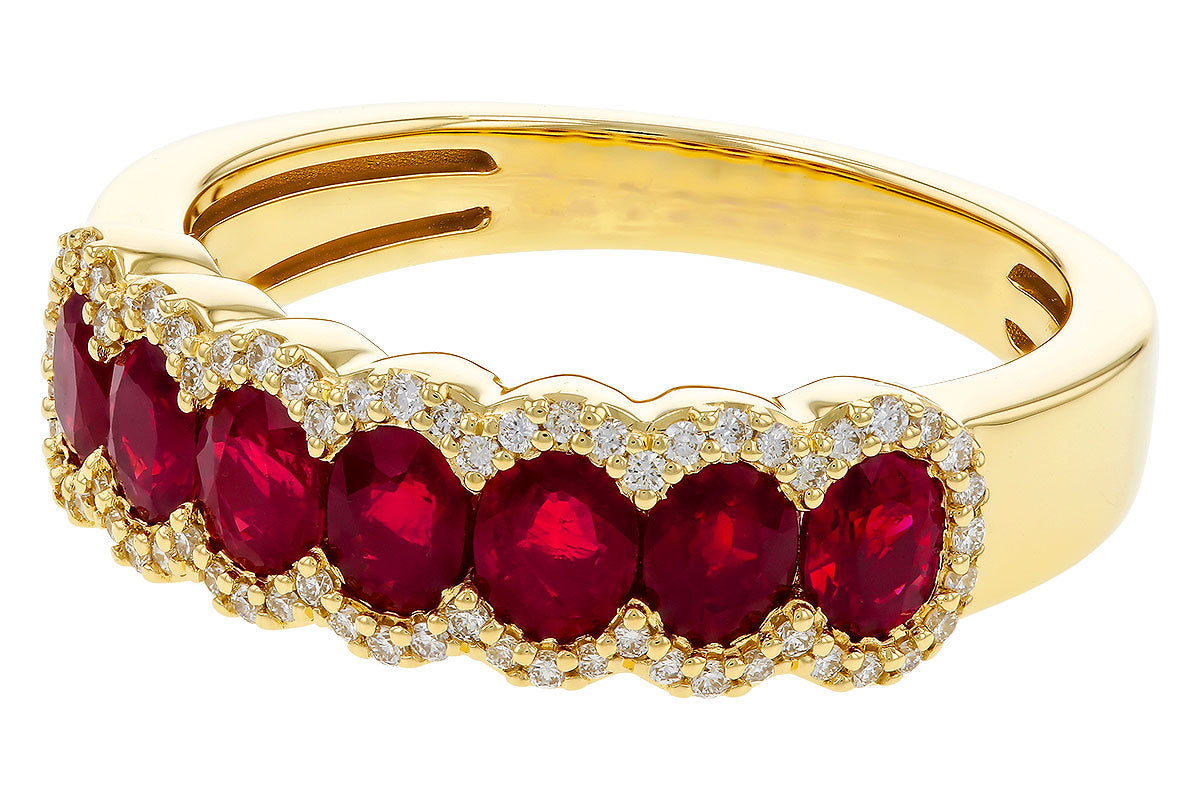 Allison Kaufman Ruby & Diamond Wedding Band in 14K Yellow Gold, 1.57 ctw, alternate view