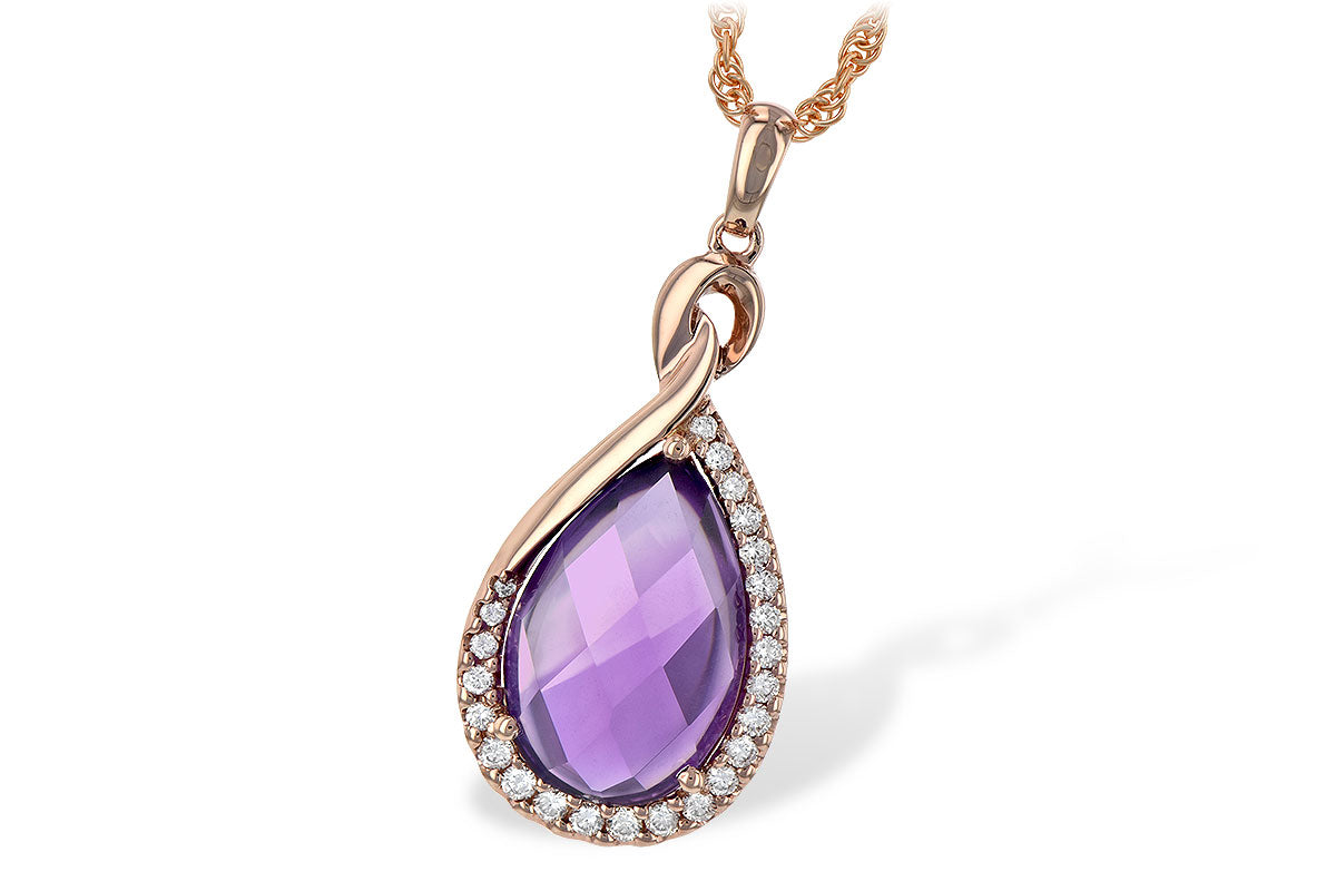 Allison Kaufman Amethyst & Diamond Necklace in 14K Rose Gold, 4.10 ctw