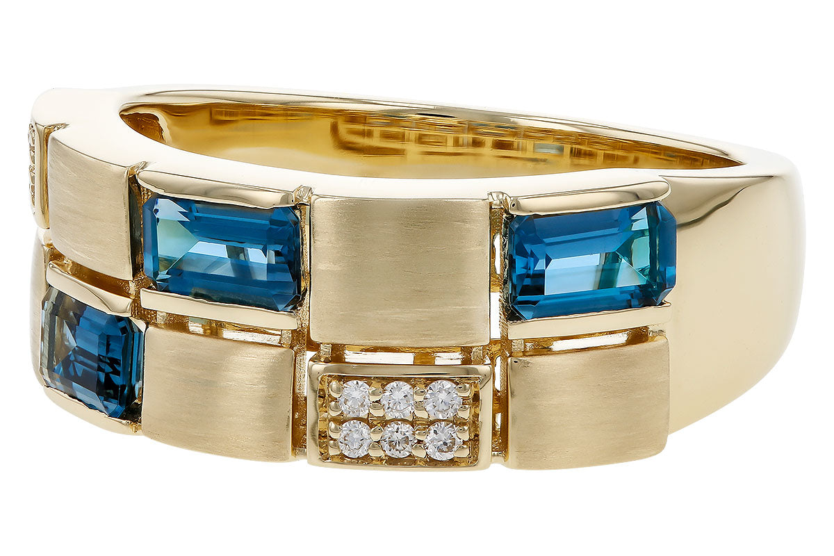 Allison Kaufman London Blue Topaz & Diamond Ring in 14K Yellow Gold, 1.00 ctw, alternate view