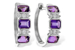 Allison Kaufman Amethyst & Diamond Earrings in 14K White Gold, 1.16 ctw