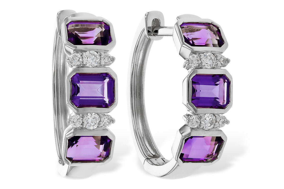 Allison Kaufman Amethyst & Diamond Earrings in 14K White Gold, 1.16 ctw