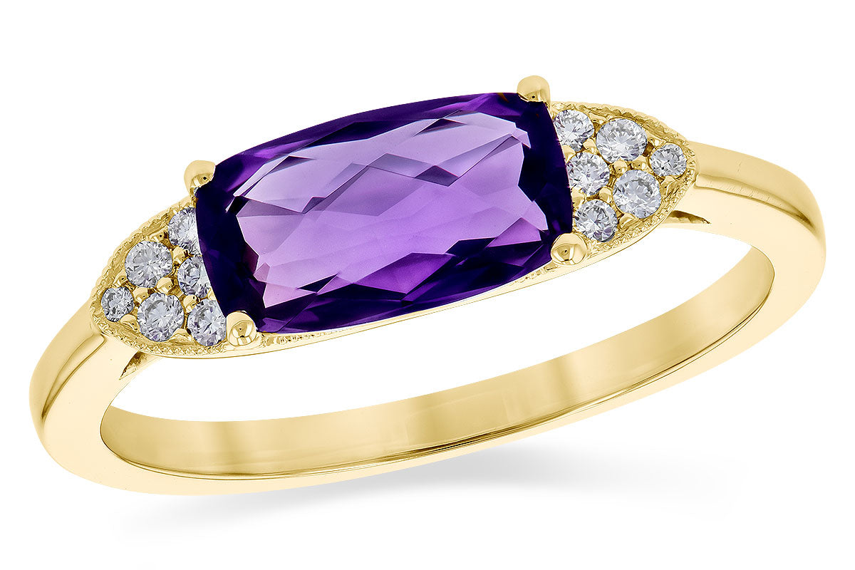 Allison Kaufman Amethyst & Diamond Ring in 14K Yellow Gold, 1.18 ctw