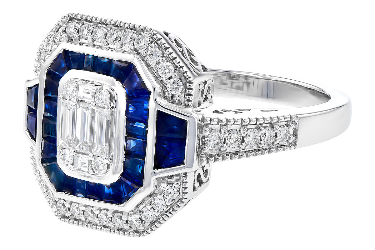 Allison Kaufman Sapphire & Diamond Ring in 14K White Gold, 1.40 ctw, alternate view