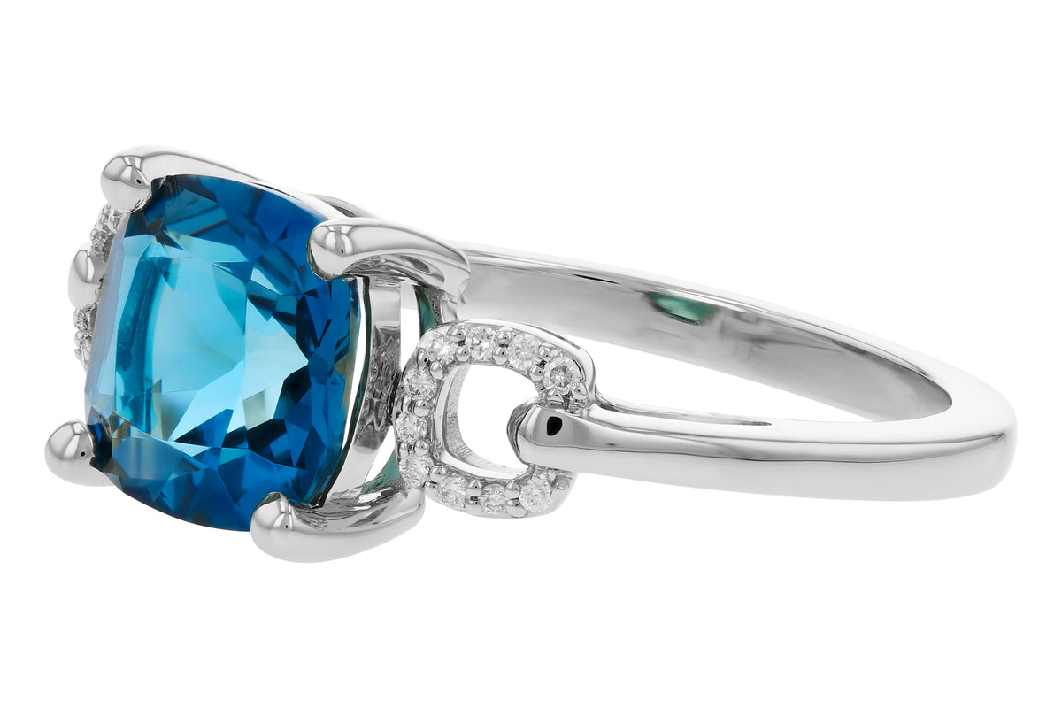 Allison Kaufman London Blue Topaz & Diamond Ring in 14K White Gold, 2.21 ctw, alternate view