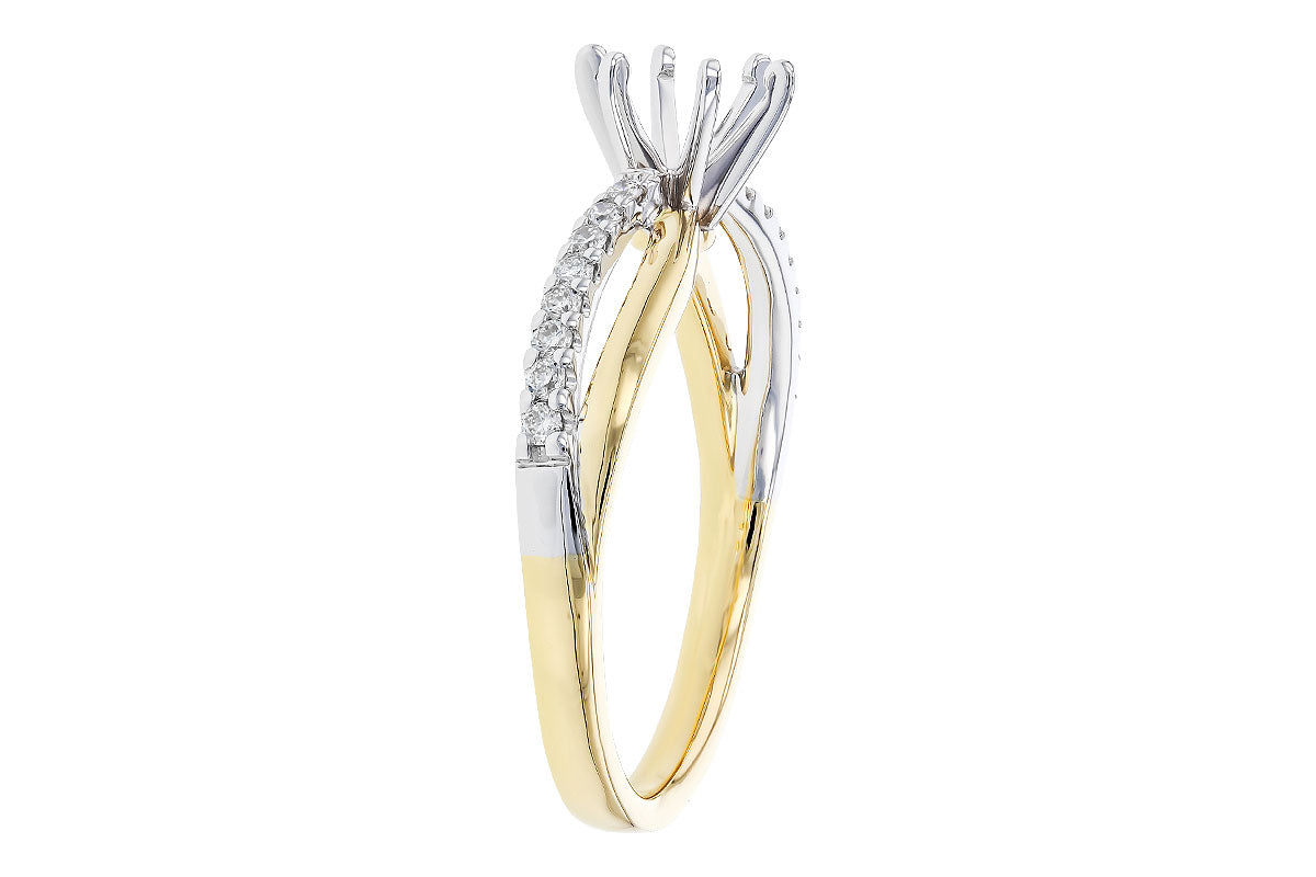 Allison Kaufman Diamond Engagement Ring Semi-Mount in 14K Yellow & White Gold, 0.15 ctw, alternate view