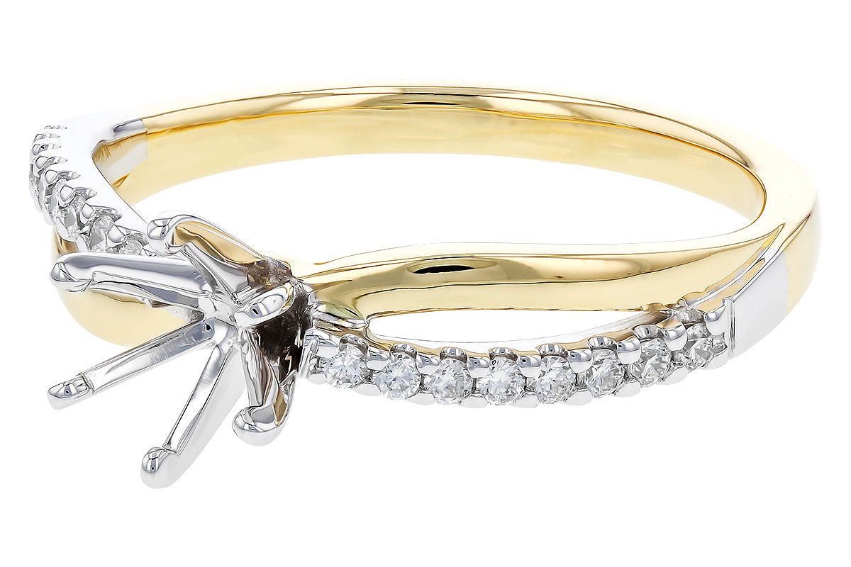 Allison Kaufman Diamond Engagement Ring Semi-Mount in 14K Yellow & White Gold, 0.15 ctw, alternate view