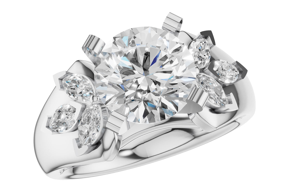 Allison Kaufman Fancy-Cut Diamond Engagement Ring Semi-Mount in 14K White Gold, 0.38 ctw