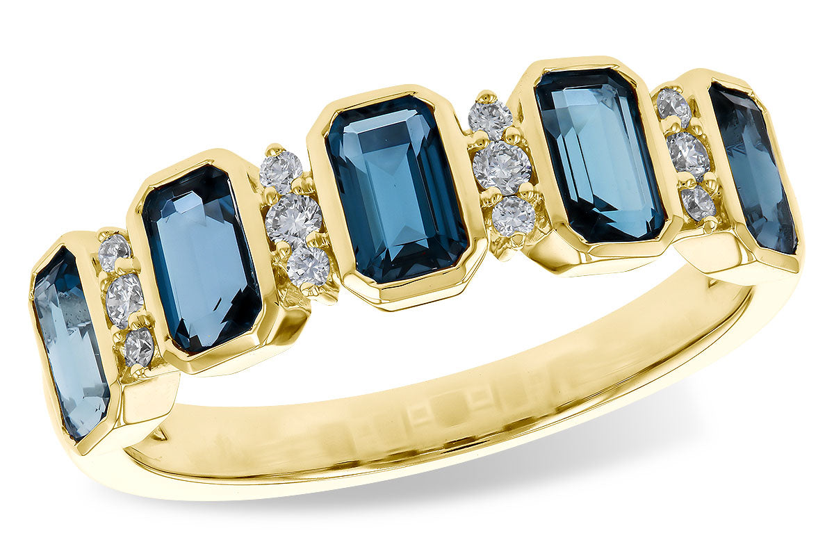 Allison Kaufman London Blue Topaz & Diamond Ring in 14K Yellow Gold, 1.58 ctw