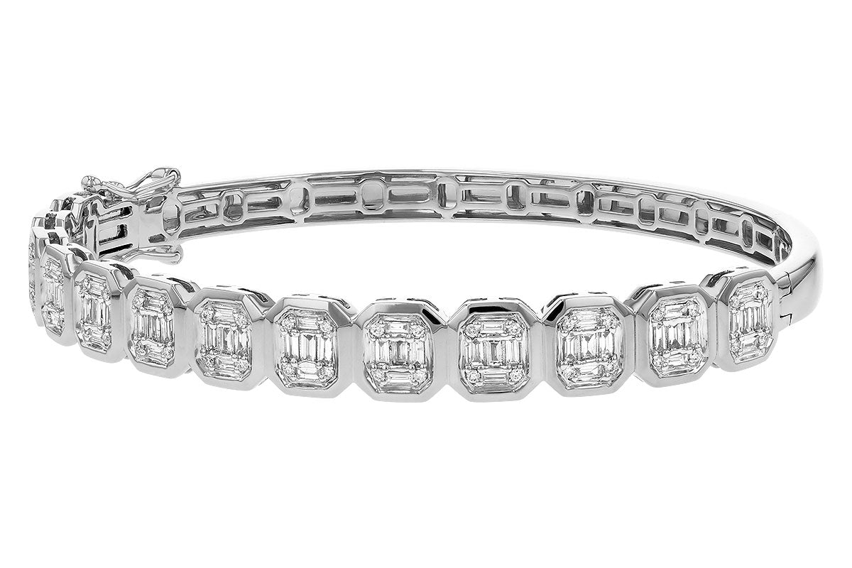 Allison Kaufman Baguette Diamond Bangle Bracelet in 14K White Gold, 1.00 ctw, alternate view