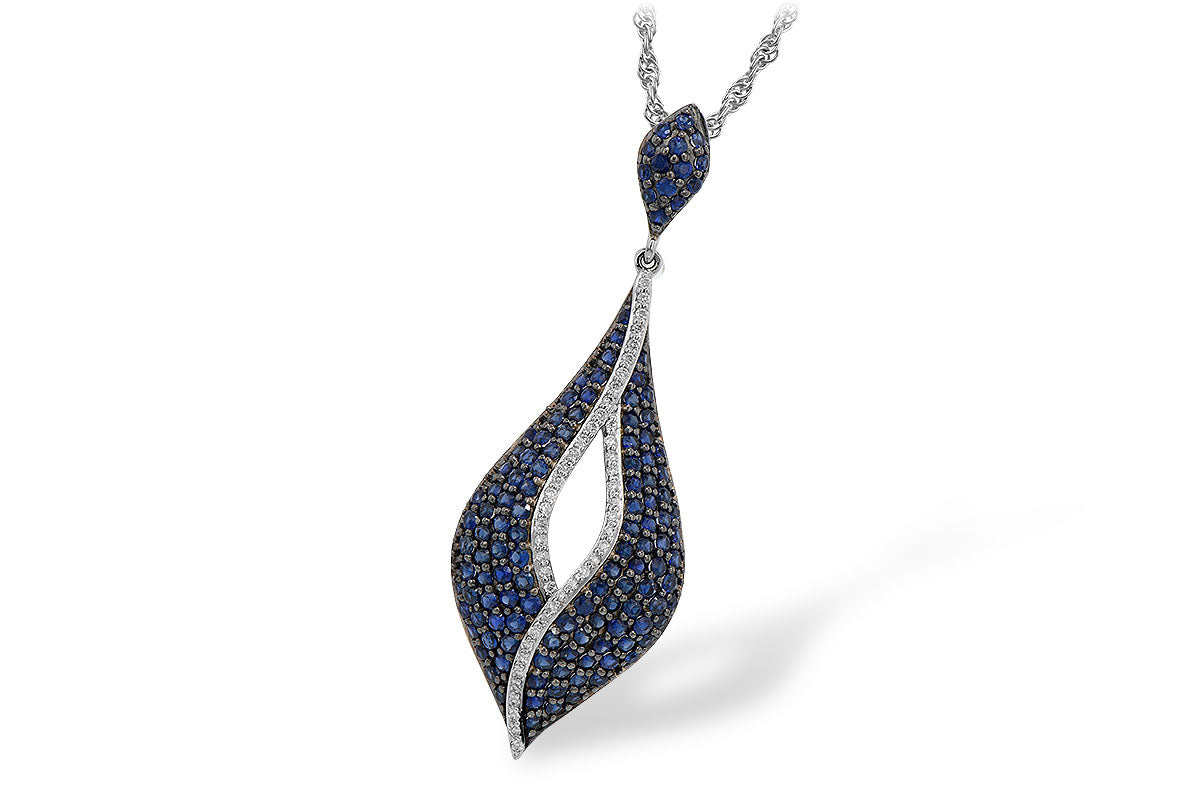Allison Kaufman Sapphire & Diamond Necklace in 14K White Gold, 1.96 ctw