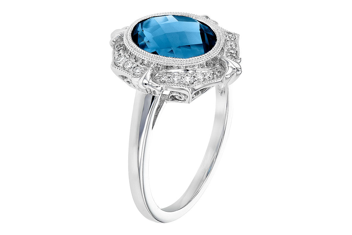 Allison Kaufman London Blue Topaz & Diamond Ring in 14K White Gold, 3.16 ctw, alternate view