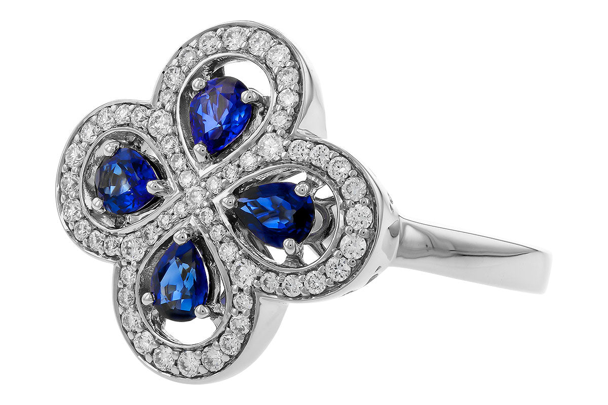 Allison Kaufman Sapphire & Diamond Ring in 14K White Gold, 0.96 ctw, alternate view