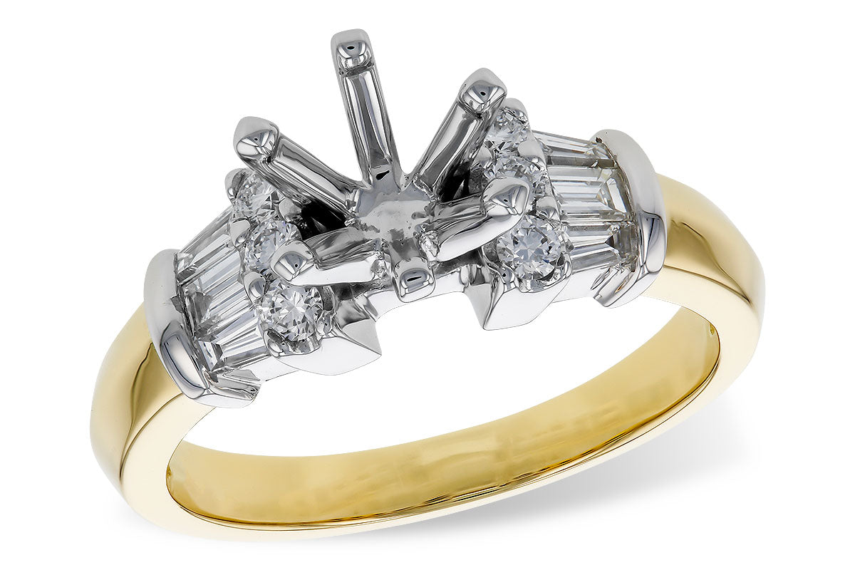 Allison Kaufman Baguette Diamond Engagement Ring Semi-Mount in 14K Yellow & White Gold, 0.50 ctw (L7657)