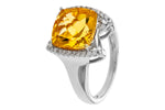 Allison Kaufman Citrine & Diamond Ring in 14K White Gold, 3.85 ctw, alternate view