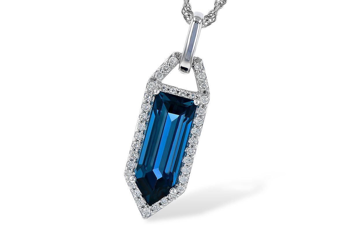 Allison Kaufman London Blue Topaz & Diamond Necklace in 14K White Gold, 3.12 ctw