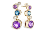 Allison Kaufman Amethyst, Blue Topaz & Diamond Earrings in 14K Yellow Gold, 2.30 ctw