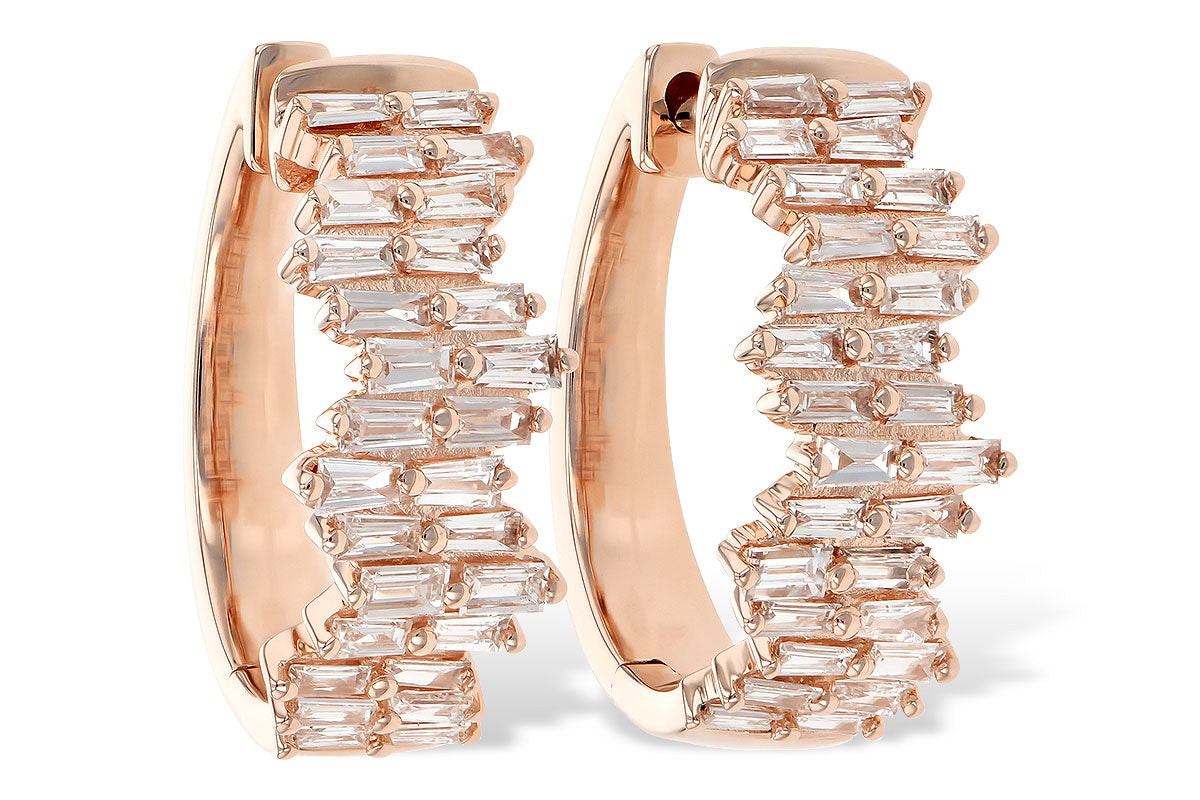 Allison Kaufman Baguette Diamond Earrings in 14K Rose Gold, 0.70 ctw