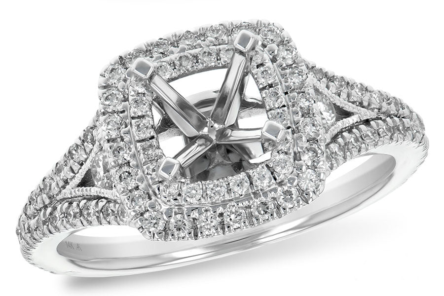 Allison Kaufman Diamond Engagement Ring Semi-Mount in 14K White Gold, 0.51 ctw